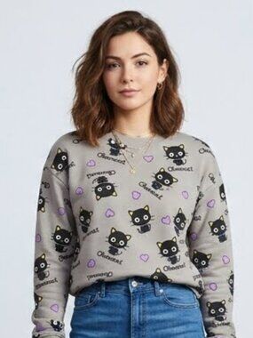 Sanrio Bioworld Chococat All Over Print Sweatshirt Gray Size S